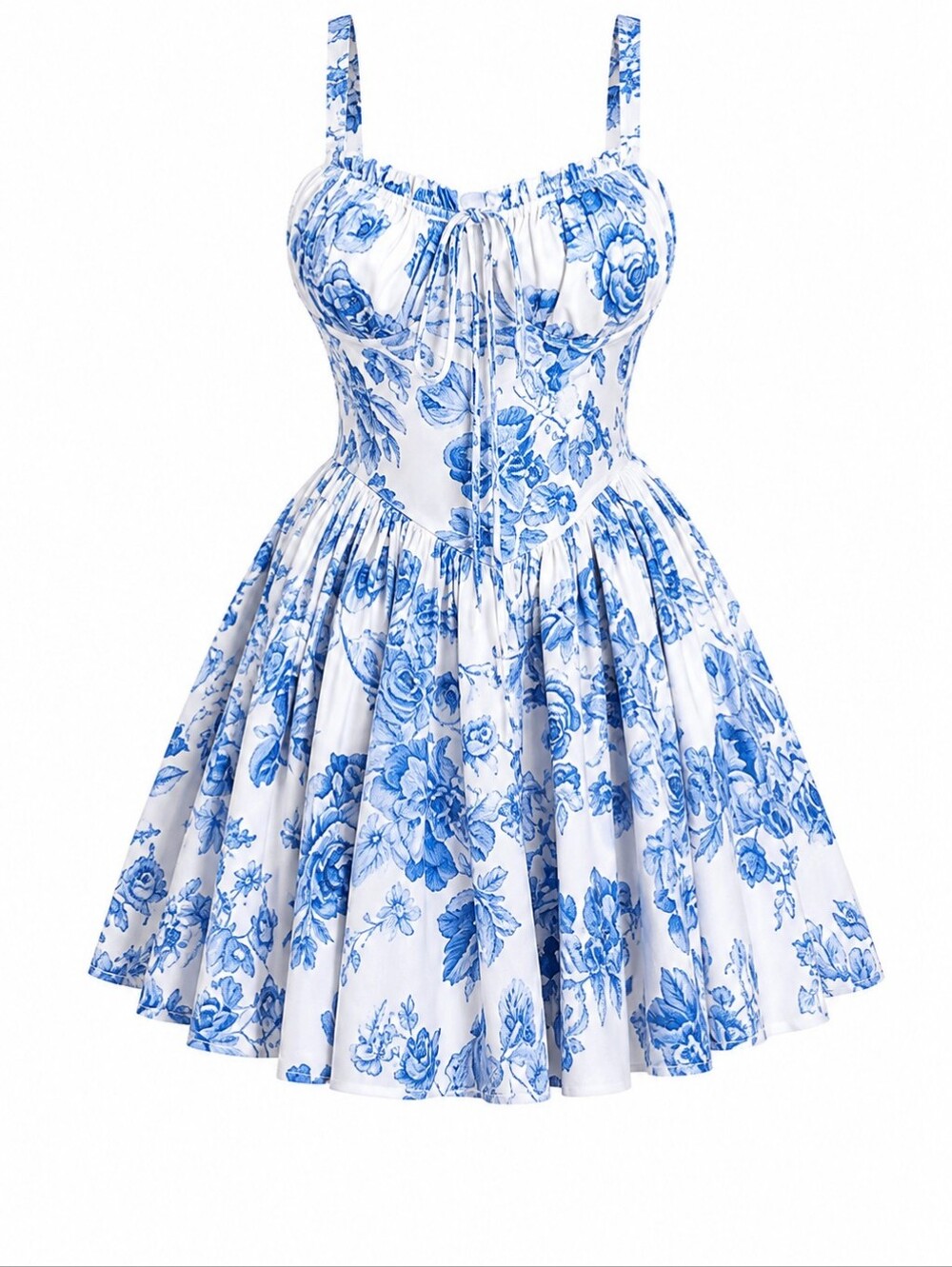 Blue Floral Fit-and-Flare Sundress